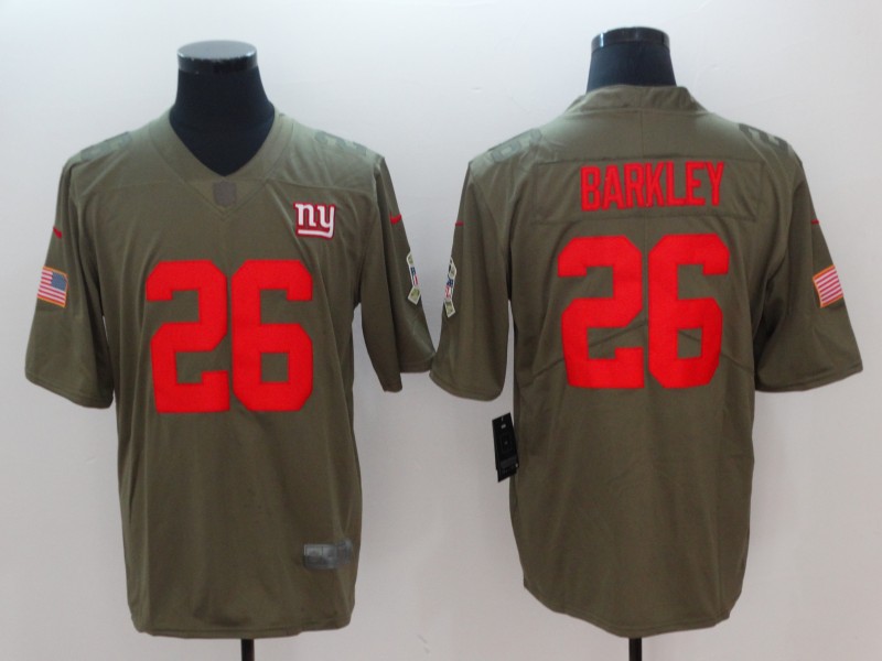 Men New York Giants #26 Barkley Olive Salute To Service Limited NFL Jerseys